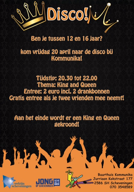 Nieuws Vrijdag 20 april Disco in Kommunika