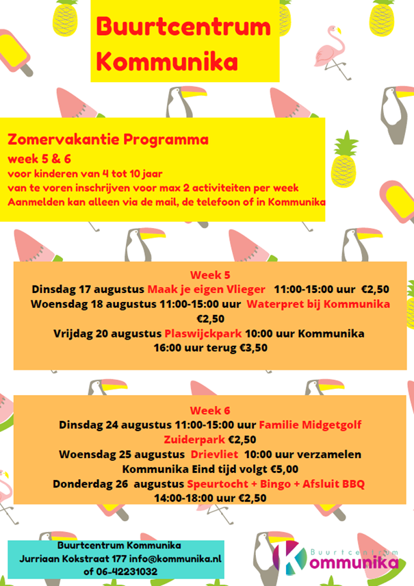 Vakantieprogramma Kinderwerk week 5 en 6